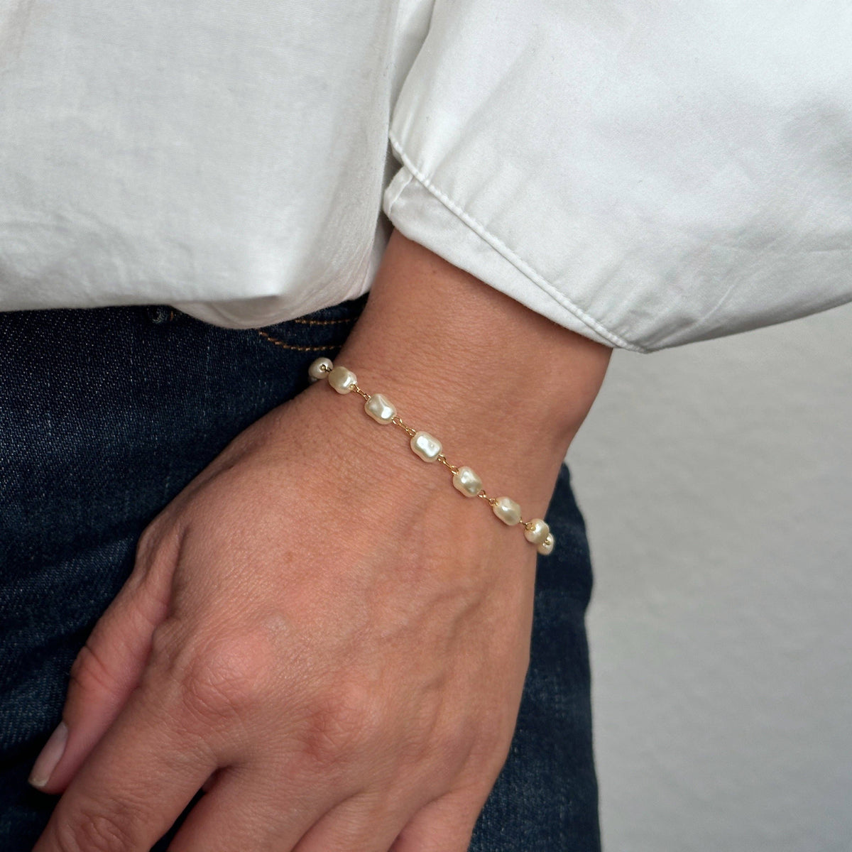 Baroque Pearl Bracelet Gold Filled