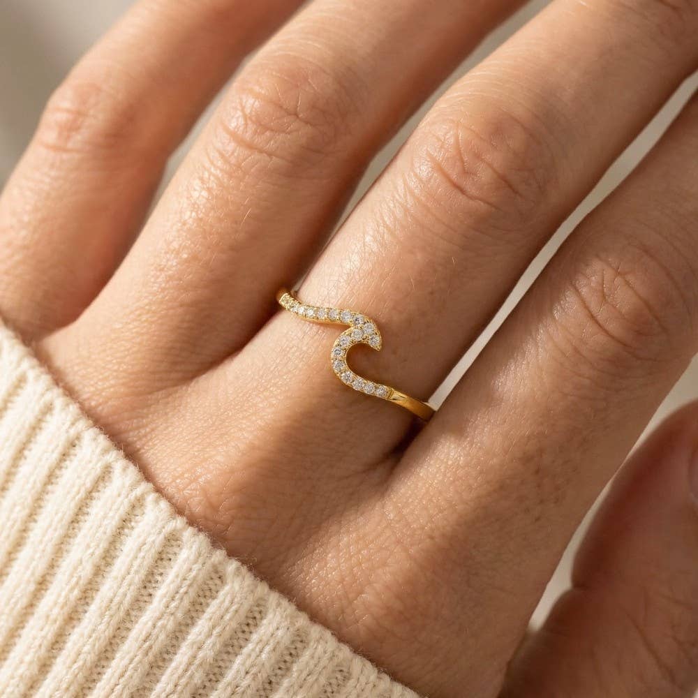 Delicate Studded Wave Ring