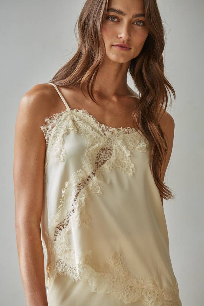 Yarrow Satin Lace Top