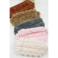 Faux Fur Quilted Cosmetic Pouch