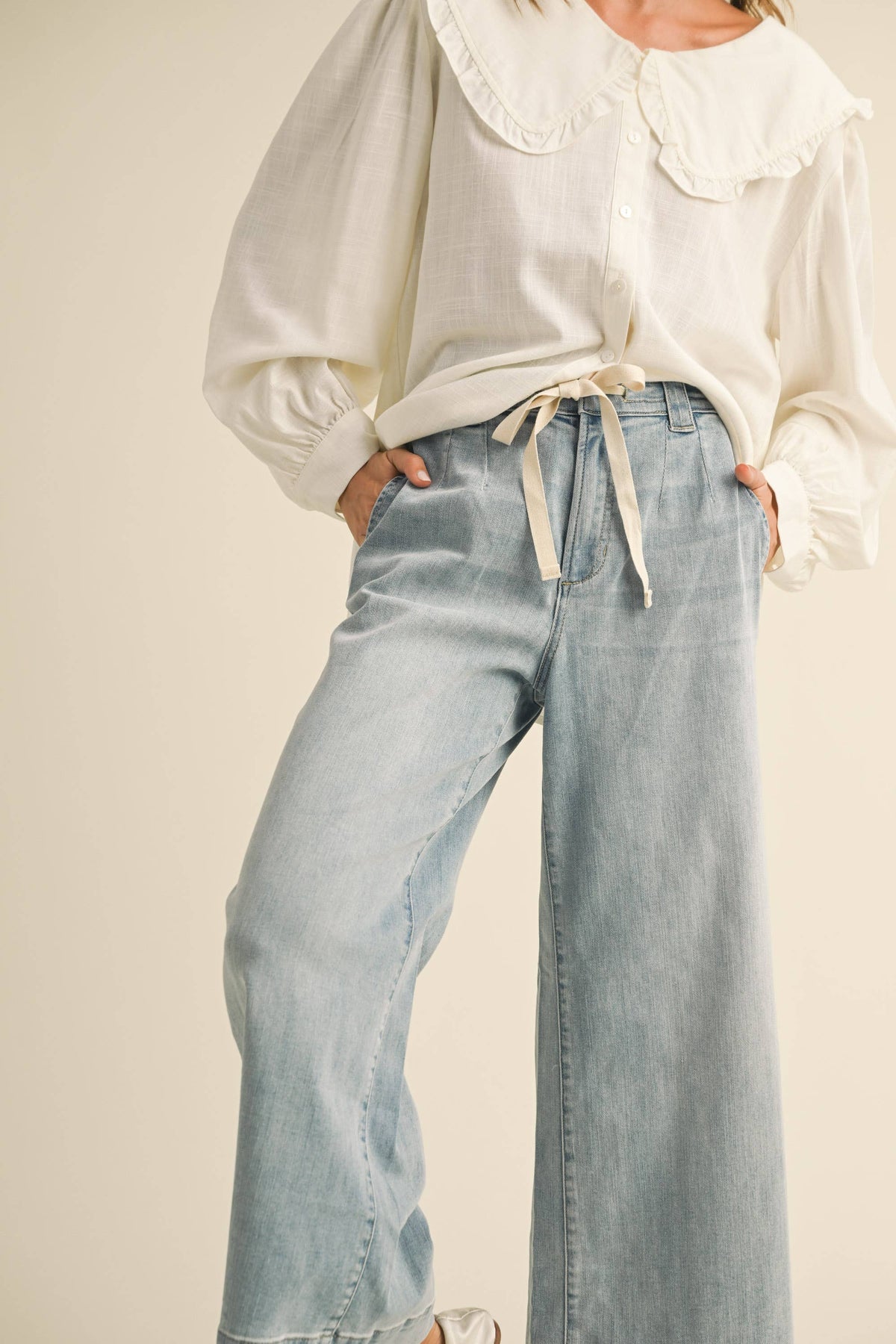 Tie Front Denim Pants