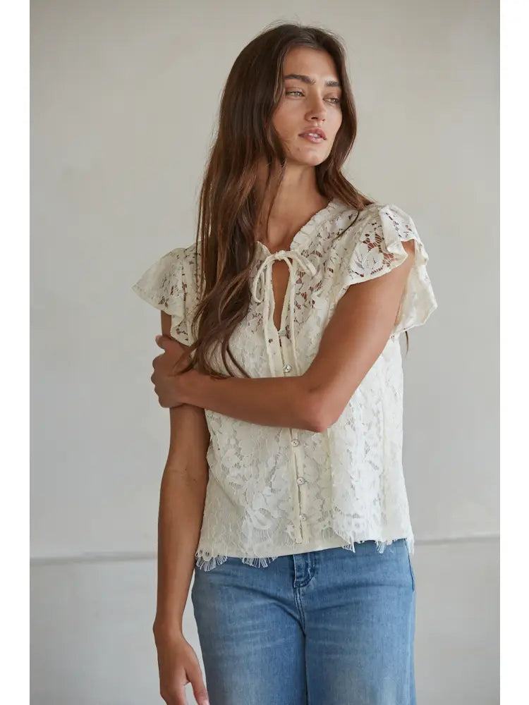 Midge Lace Button Down Blouse