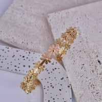 Flowers Bangle Bracelet Gold Filled