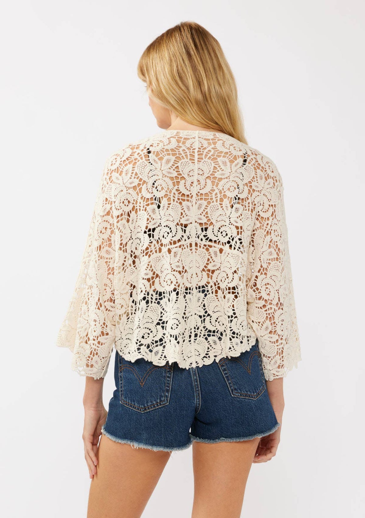 Victoria Tie-Front Crochet Kimono