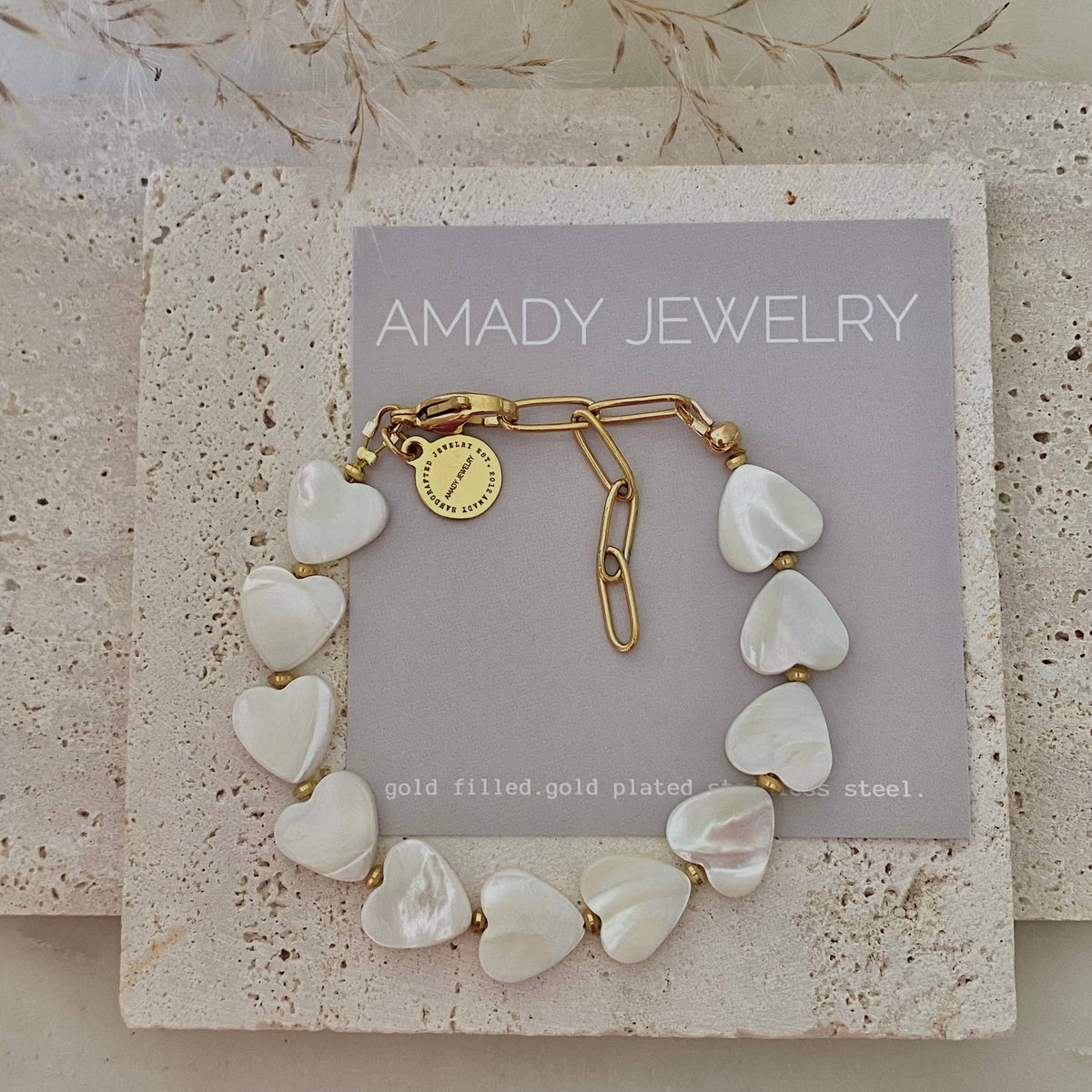 Heart Pearl Bracelet Gold Plated