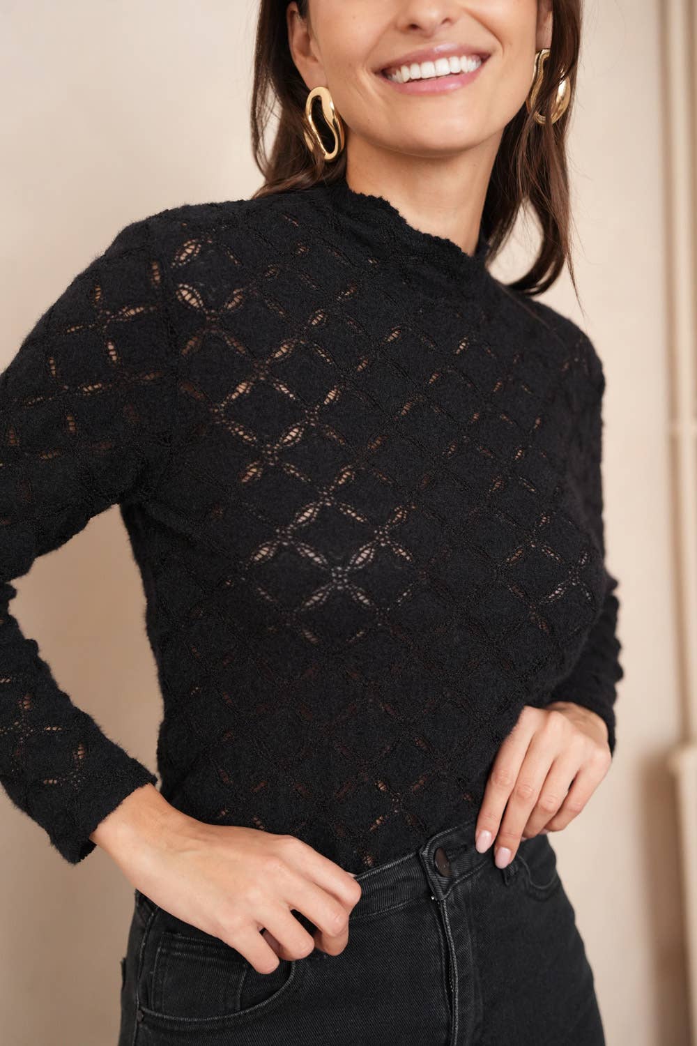 Openwork Knit Blouse