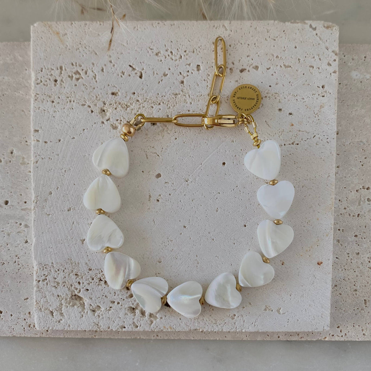 Heart Pearl Bracelet Gold Plated