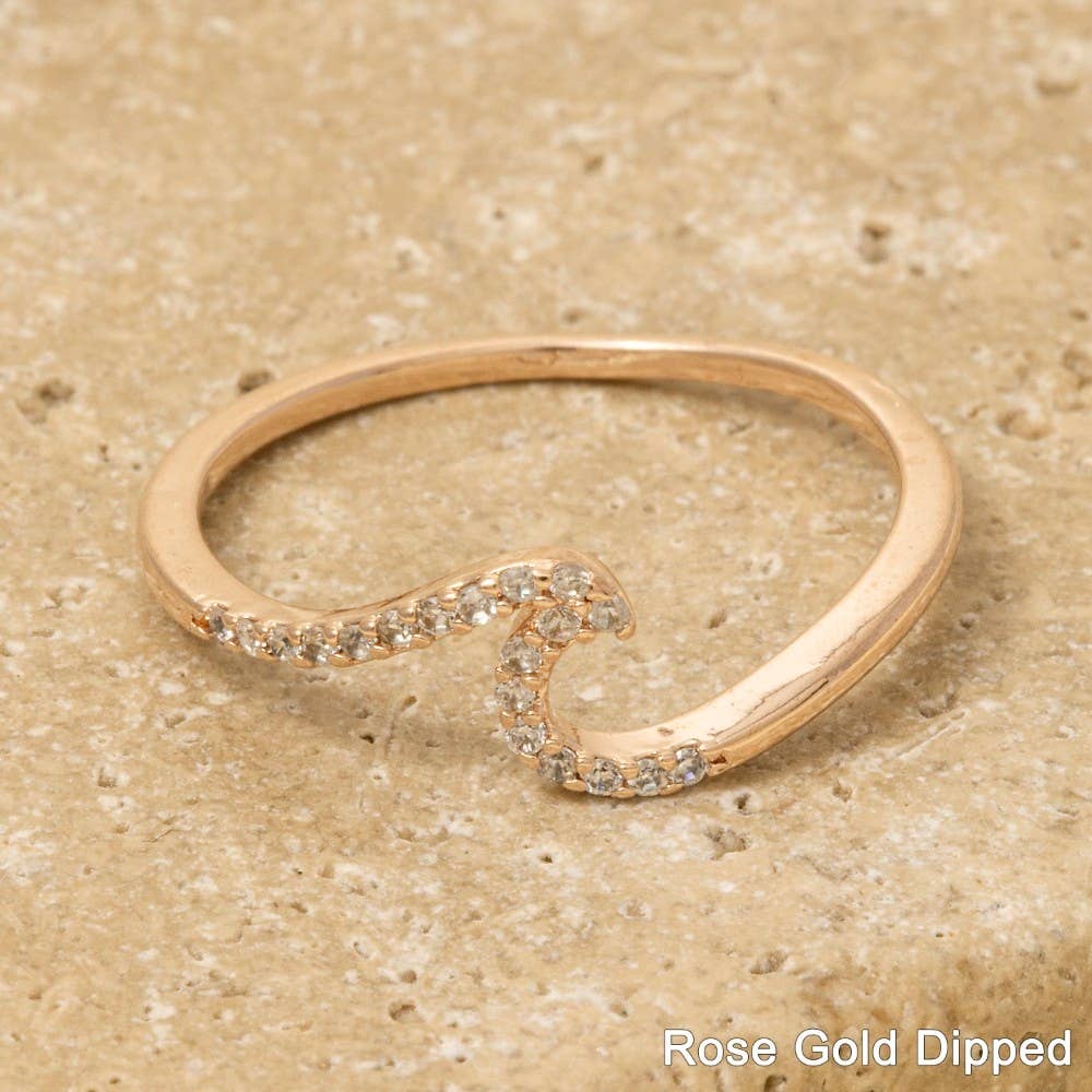 Delicate Studded Wave Ring