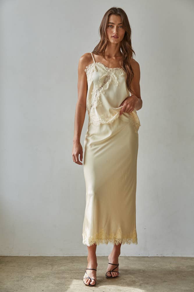 Yarrow Satin Lace Top