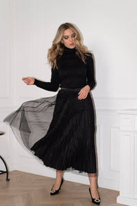 Shiny Pleated Tulle Skirt