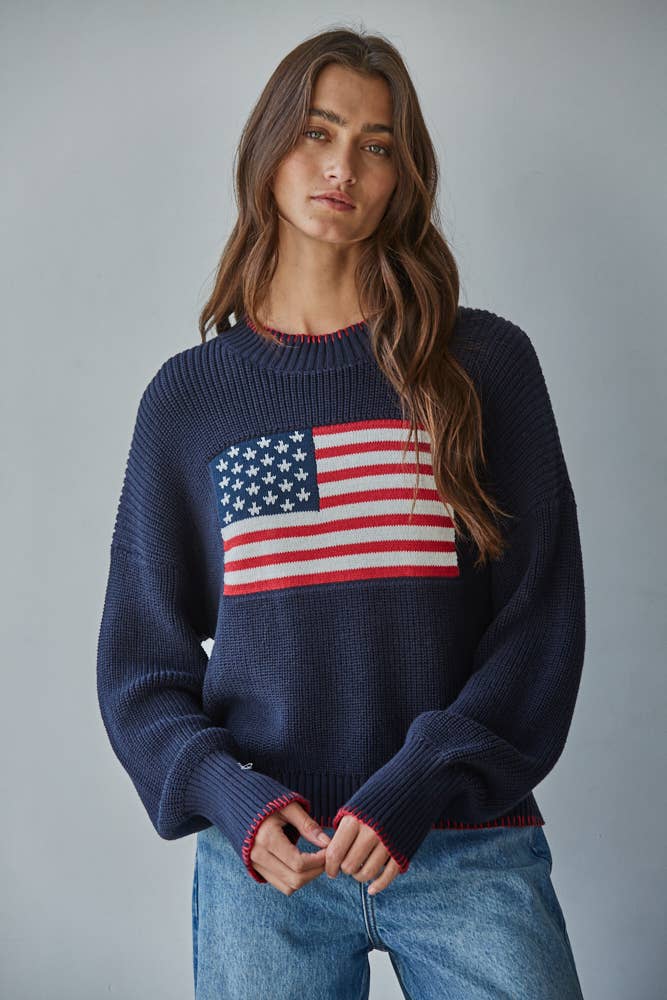 Crewneck American Flag Sweater