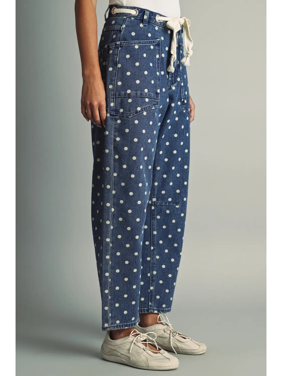 Bailey Polka Dot Barrel Jeans- Denim