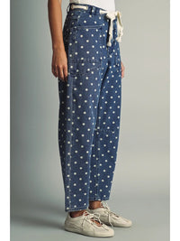 Bailey Polka Dot Barrel Jeans- Denim