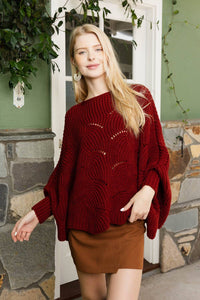 Ribbed Knit Poncho Sweater