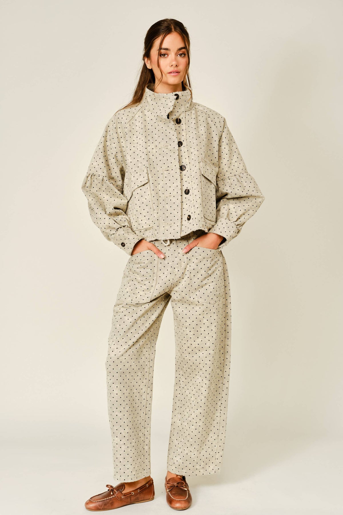 Polka Dot Barrel Pants