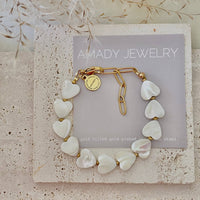 Heart Pearl Bracelet Gold Plated