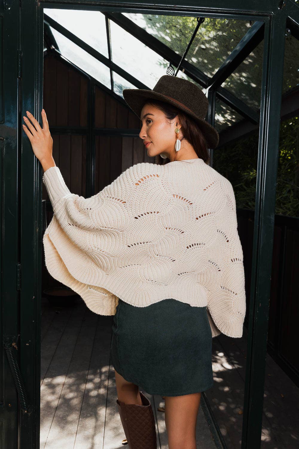 Ribbed Knit Poncho Sweater