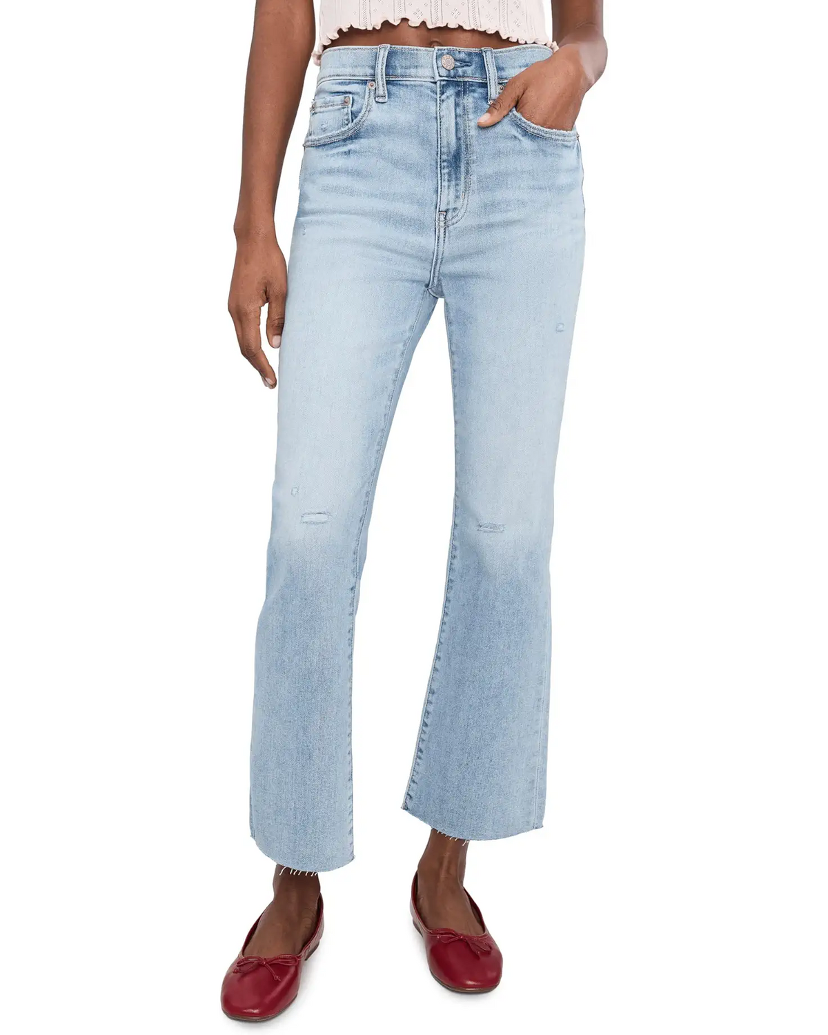 Shy Girl Crop Flare Jean-New Light