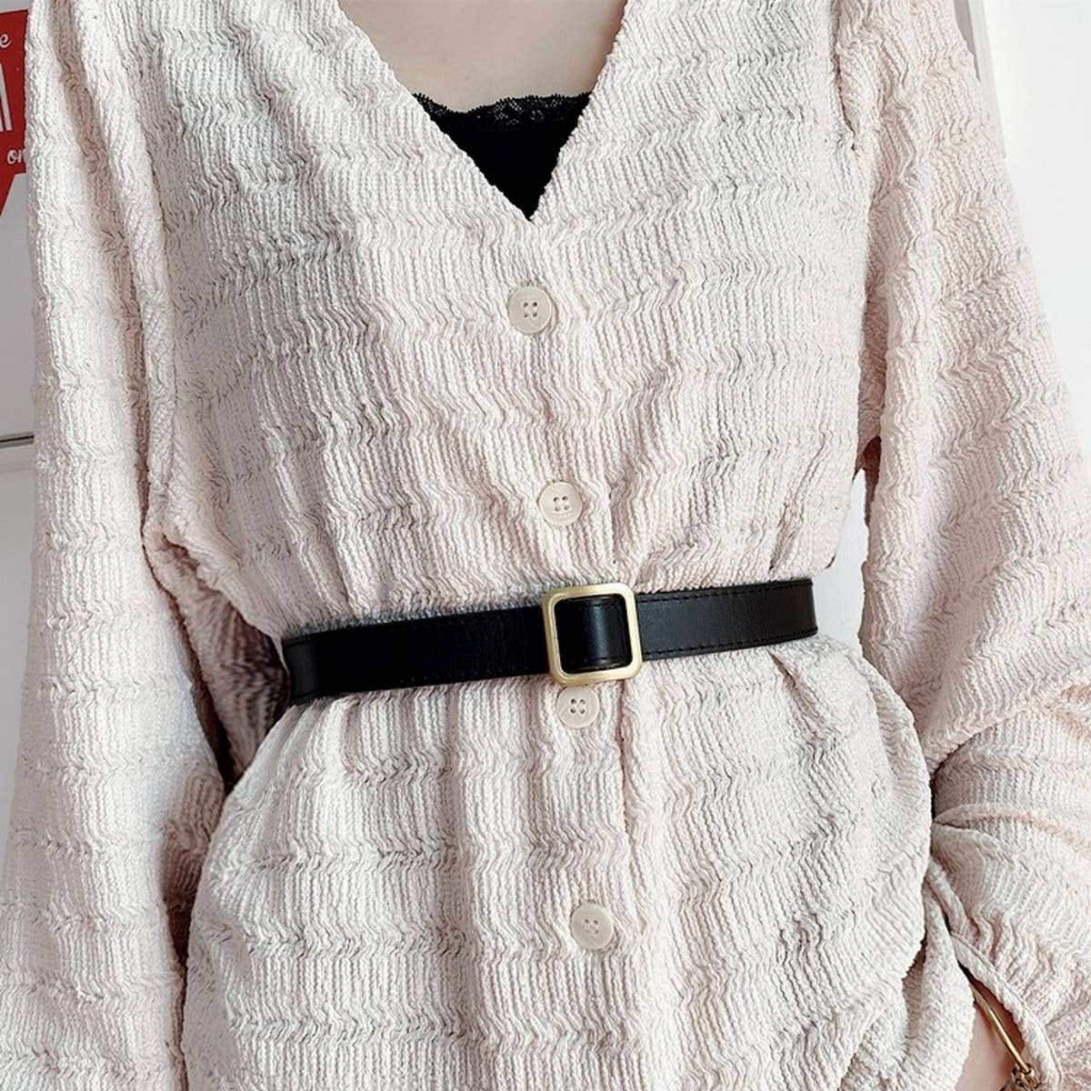 Retro Belt With Square Buckle