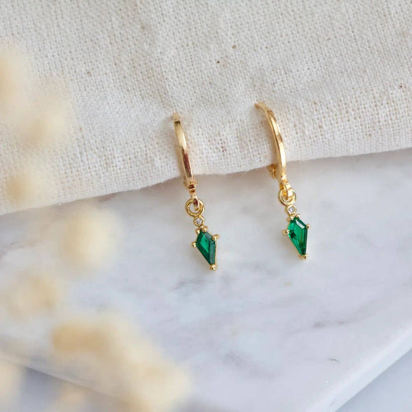 Emerald Huggie Earrings