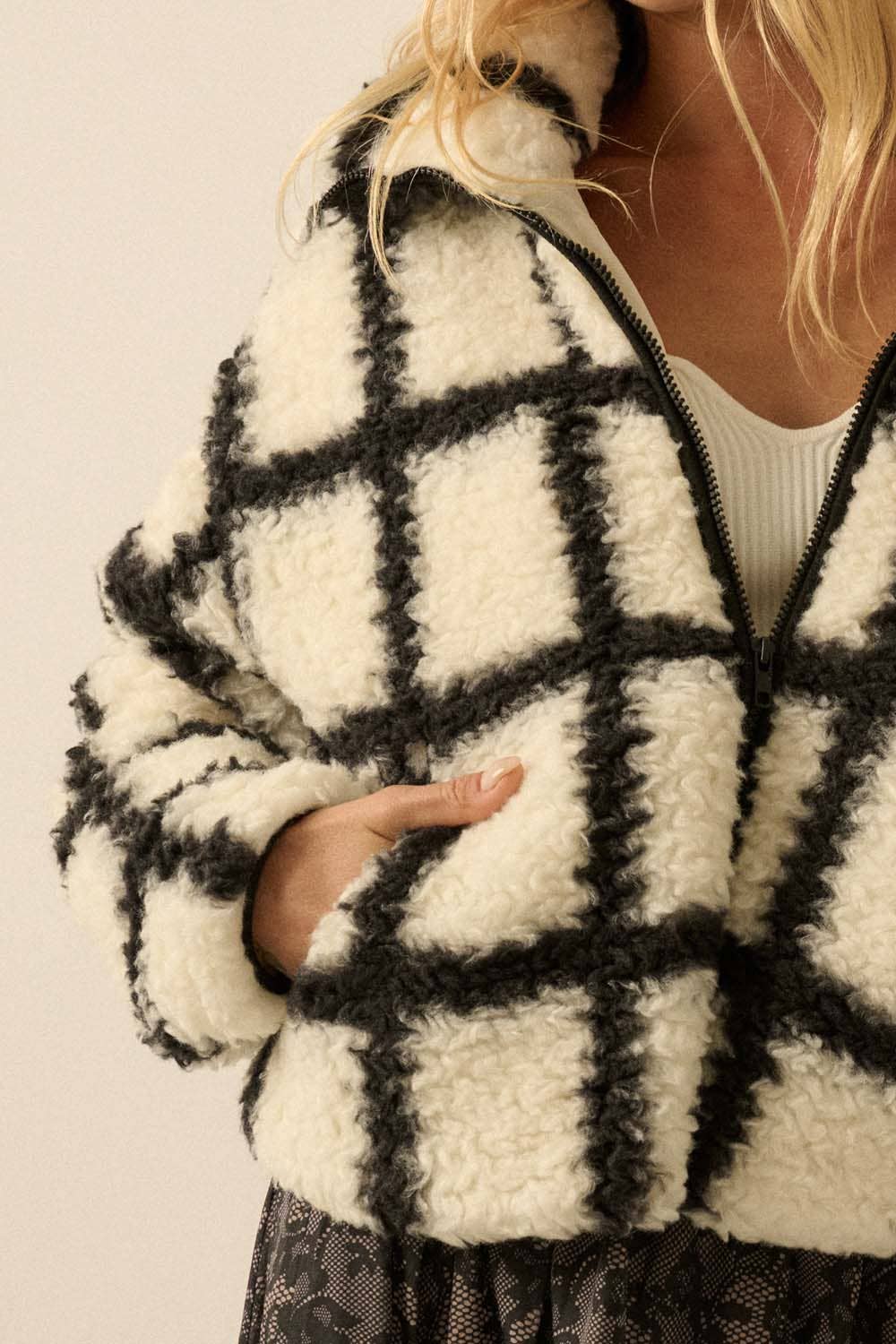 Check-Print Fleece Jacket