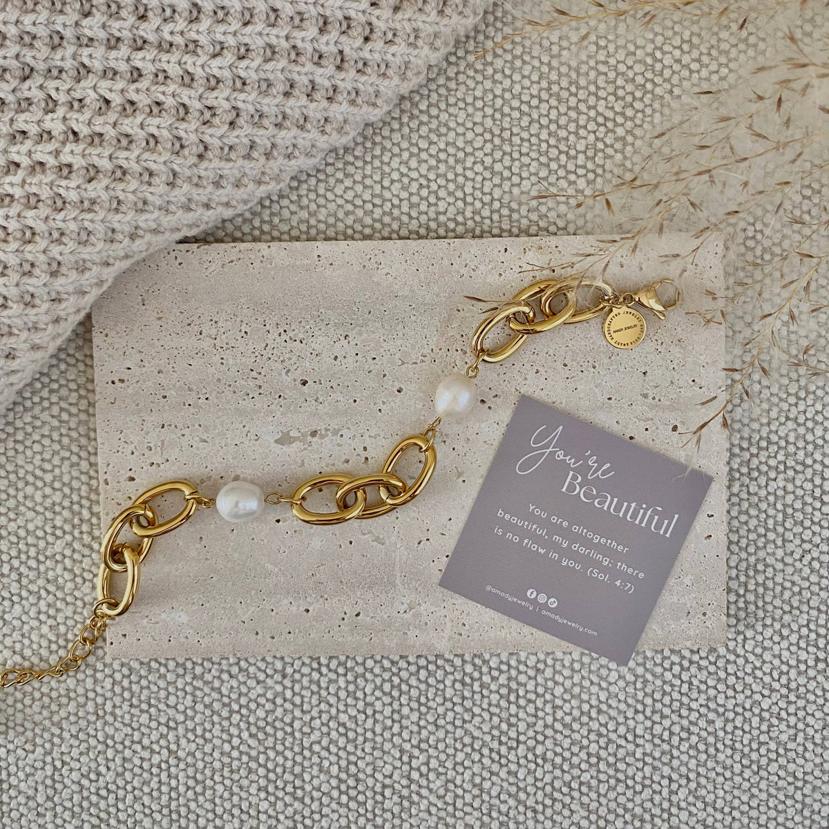 Oval Pearl Bracelet Gold Plated