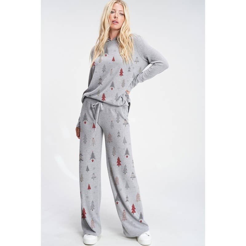 Christmas Tree Print Pajama Lounge Set