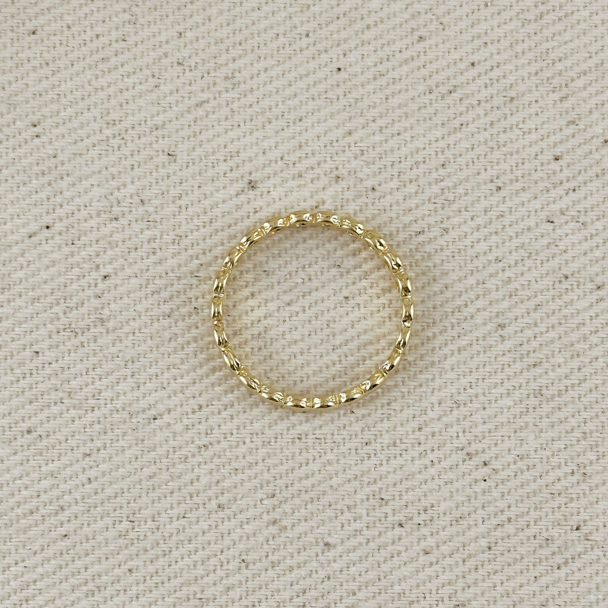 Flat Beaded Band Ring Gold Filled