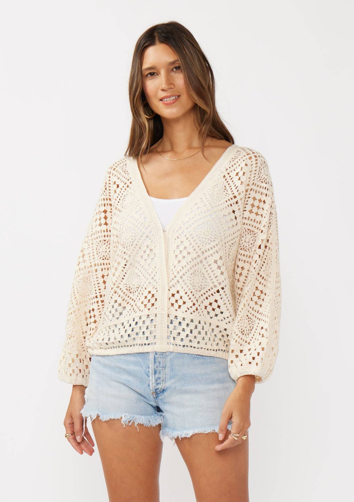 Jessa Crochet Sweater | Surplice Crochet Knit Sweater for Women