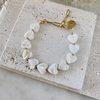 Heart Pearl Bracelet Gold Plated