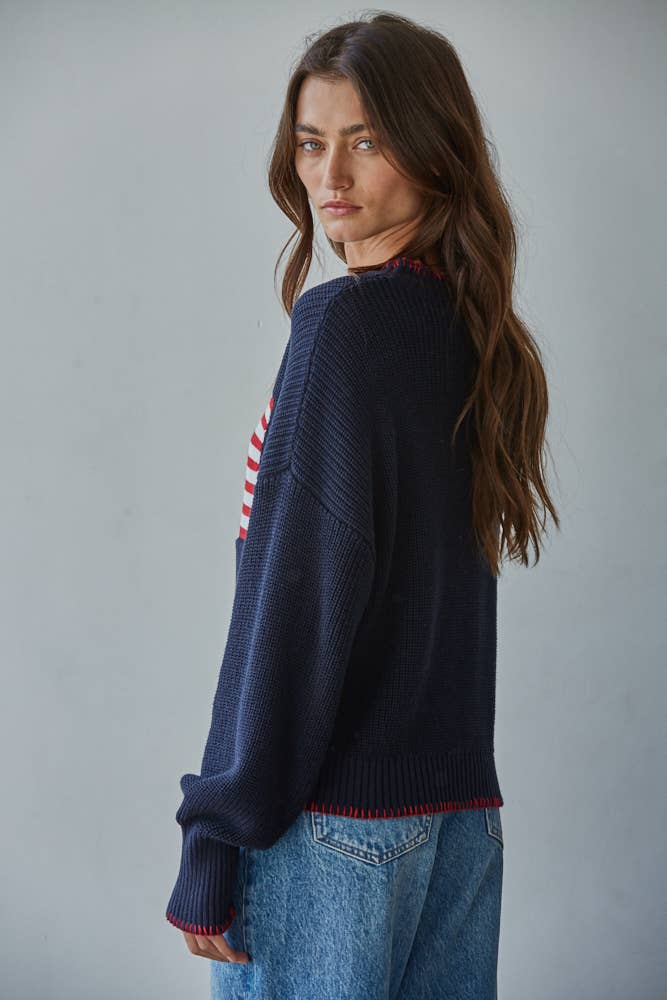 Crewneck American Flag Sweater