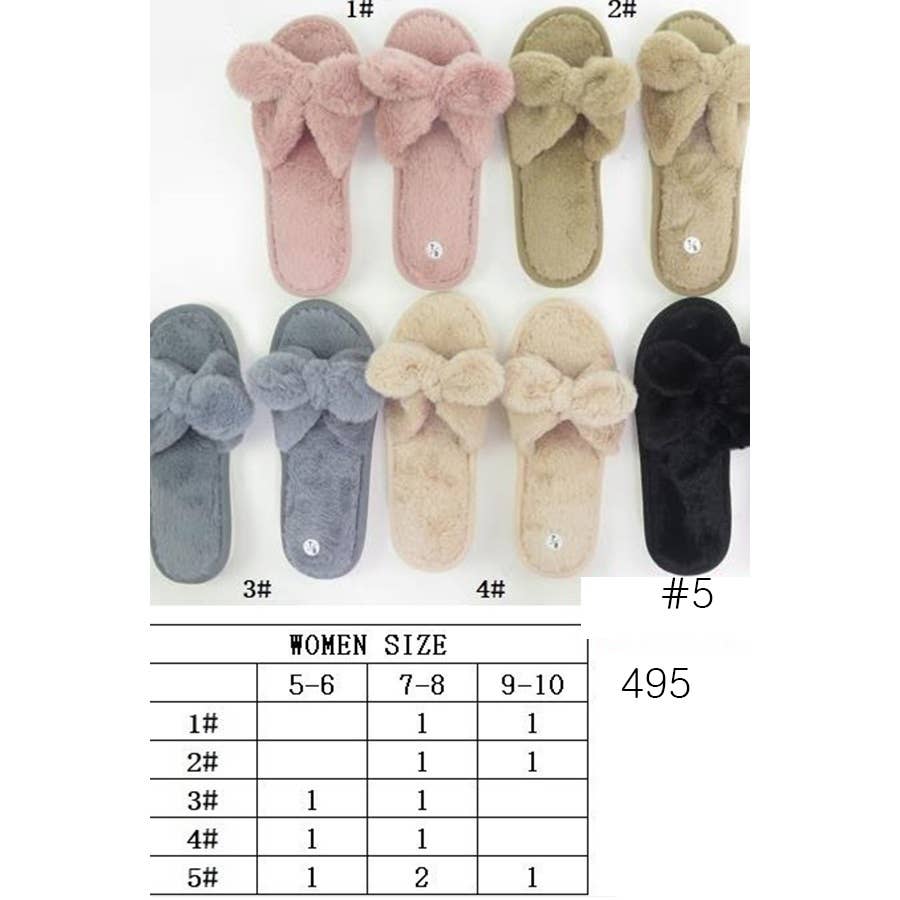 Soft Tone Bow Cozy Slipper