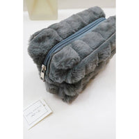 Faux Fur Quilted Cosmetic Pouch