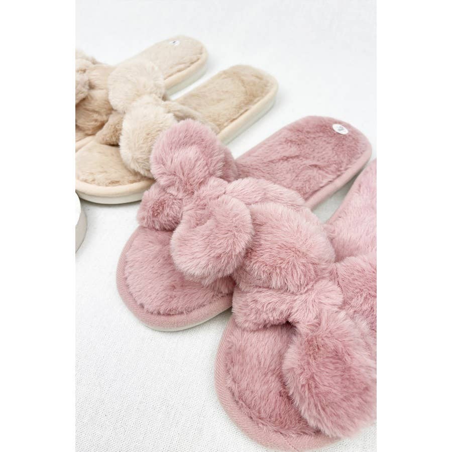 Soft Tone Bow Cozy Slipper