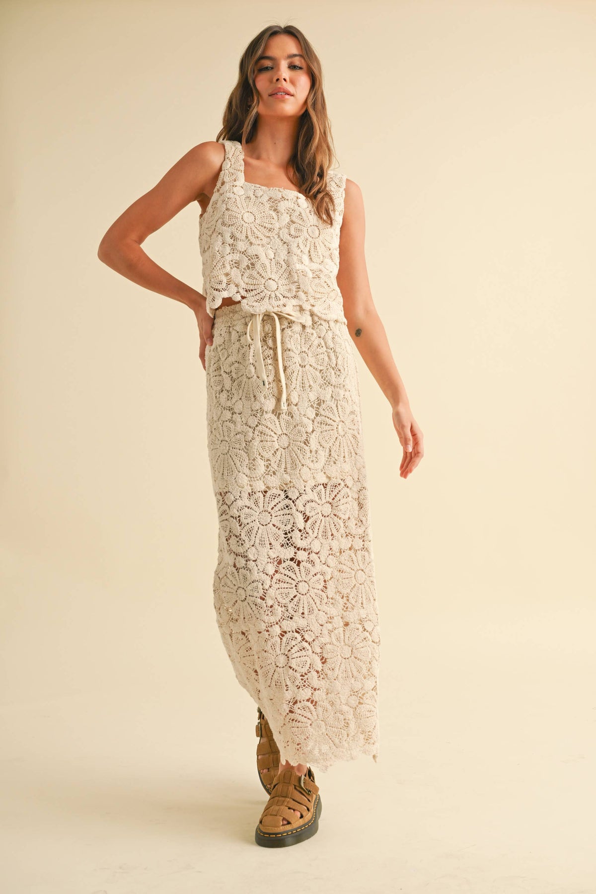 Flower Crochet Knitted Skirt