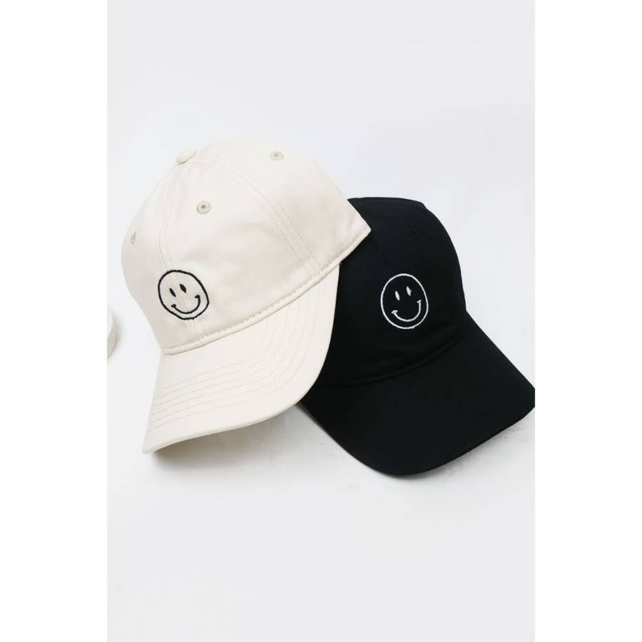 Smiley Face Embroidered Baseball Cap