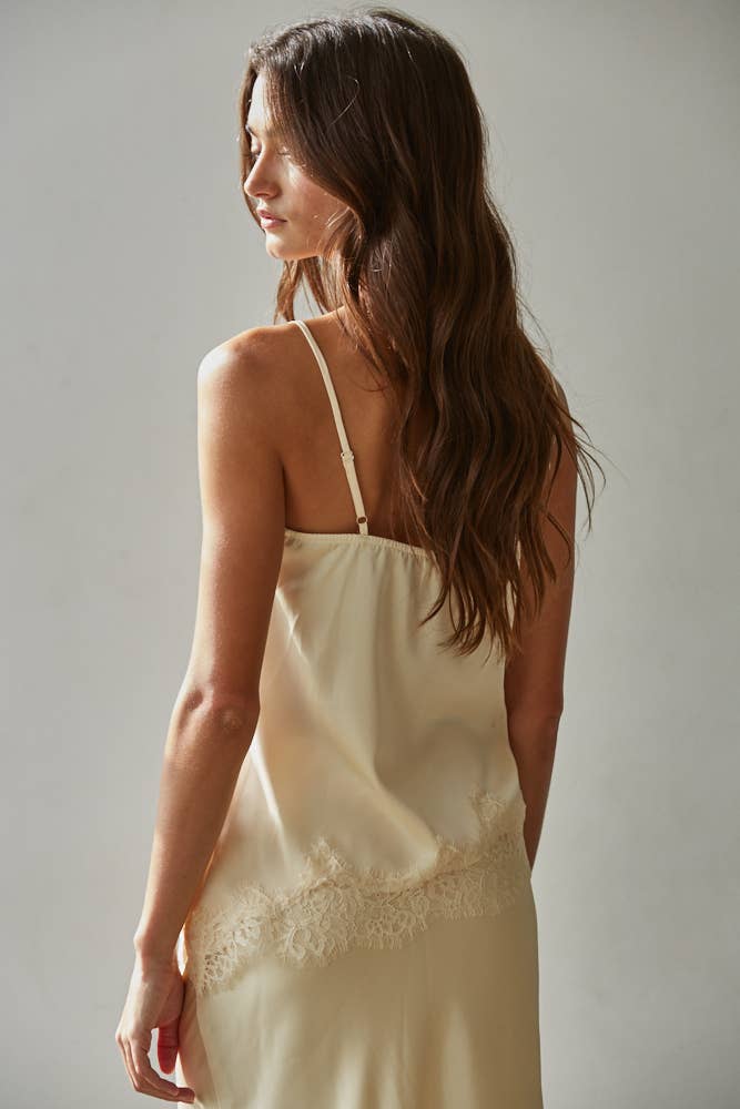 Yarrow Satin Lace Top