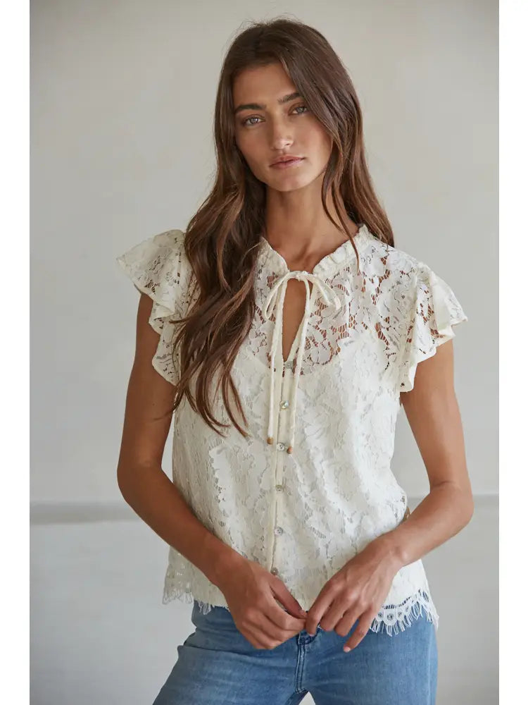 Midge Lace Button Down Blouse