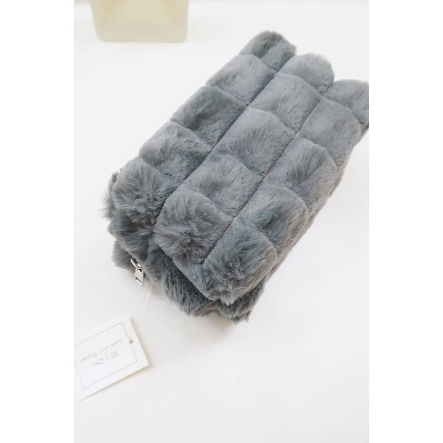 Faux Fur Quilted Cosmetic Pouch