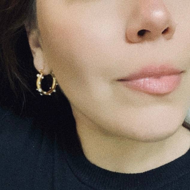 Pearls Gold Hoop Earrings Gold Plated