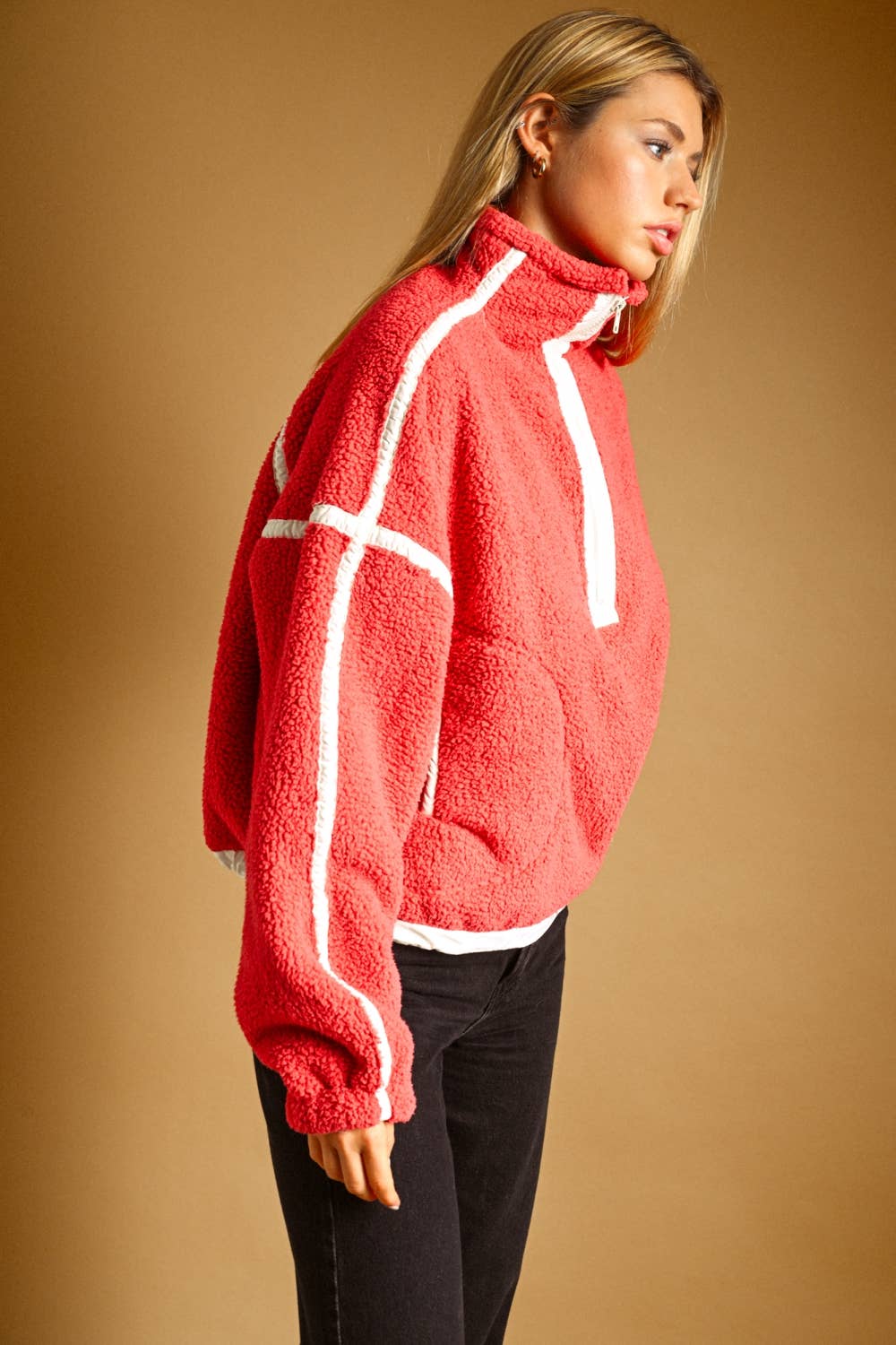 T7388   HALF ZIP UP SHERPA PULLOVER
