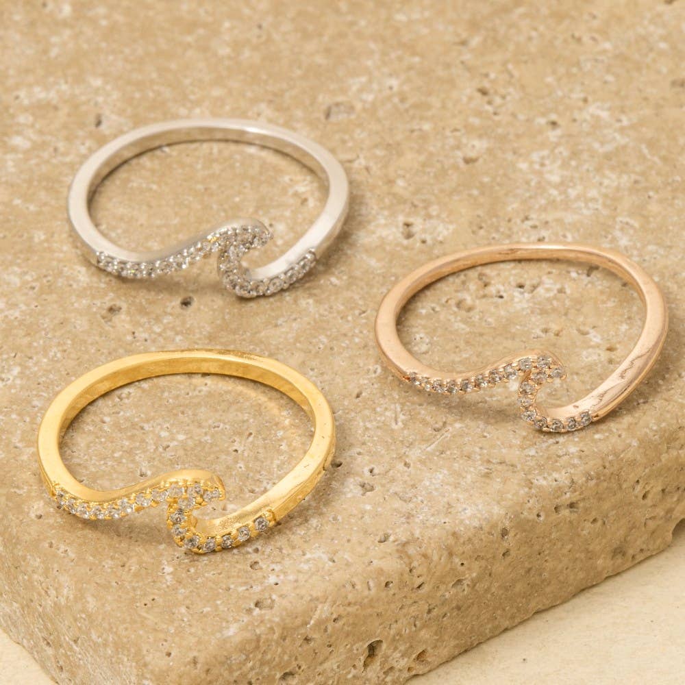 Delicate Studded Wave Ring