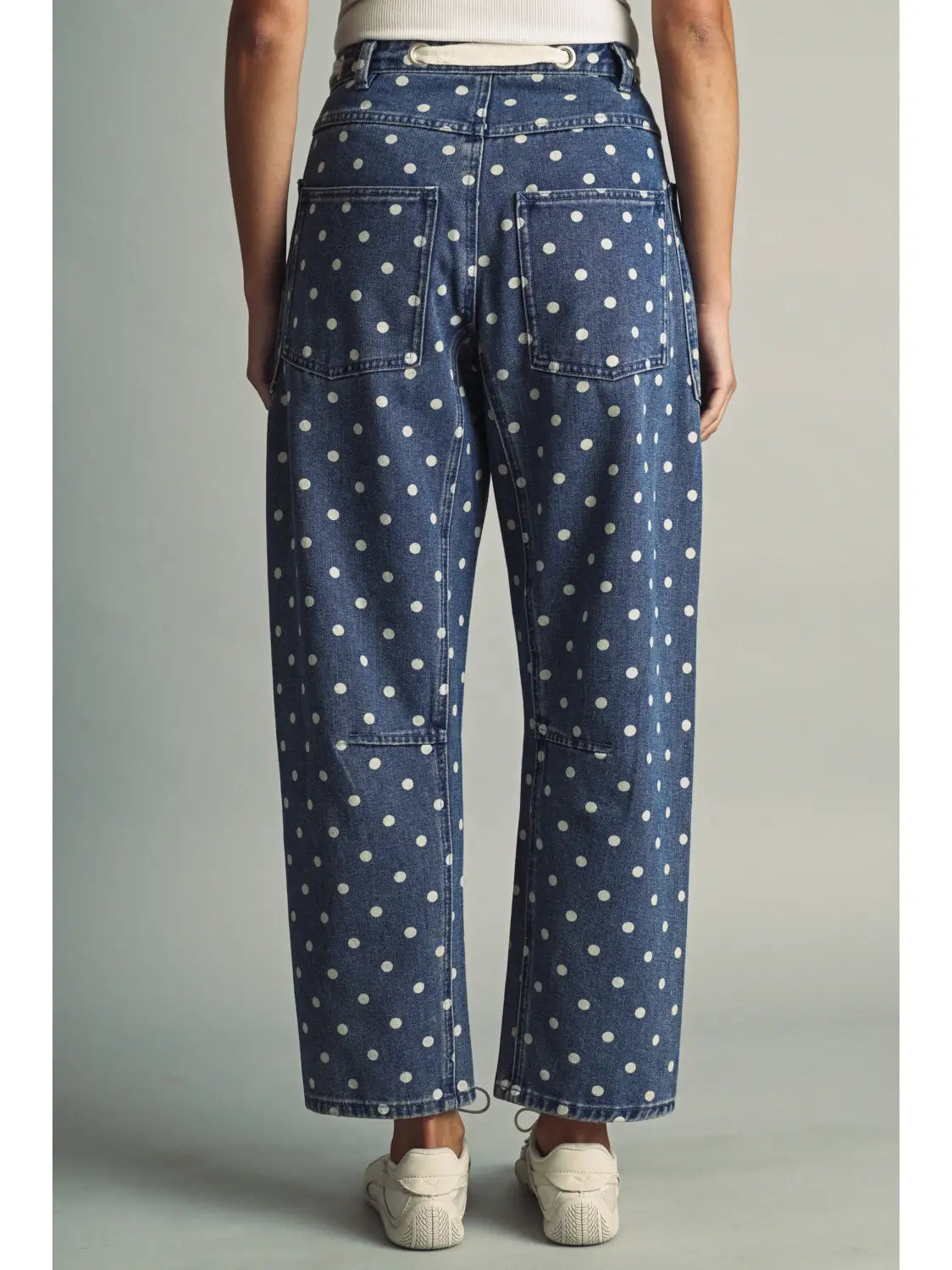 Bailey Polka Dot Barrel Jeans- Denim