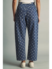 Bailey Polka Dot Barrel Jeans- Denim