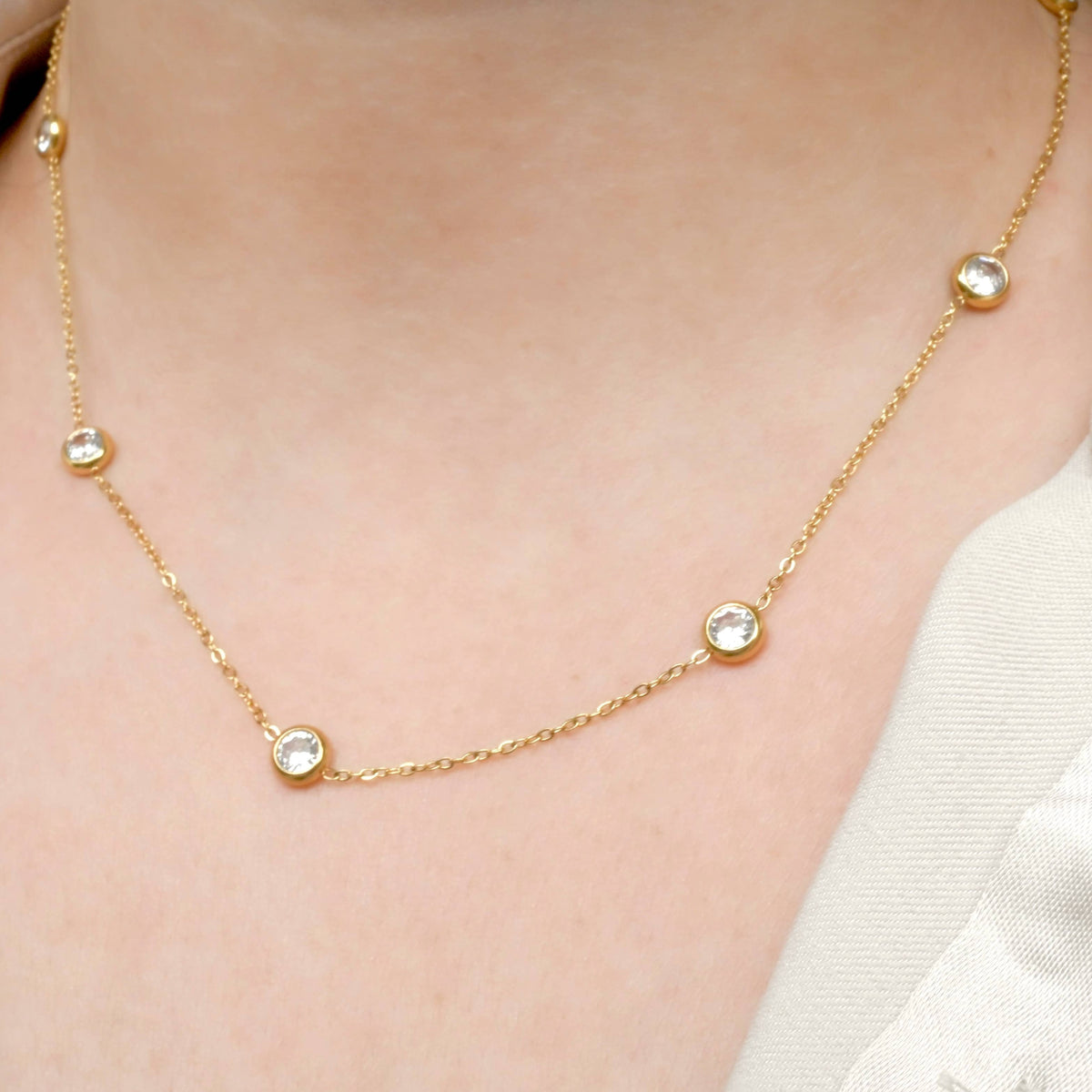 Dimond Bezel Station Necklace