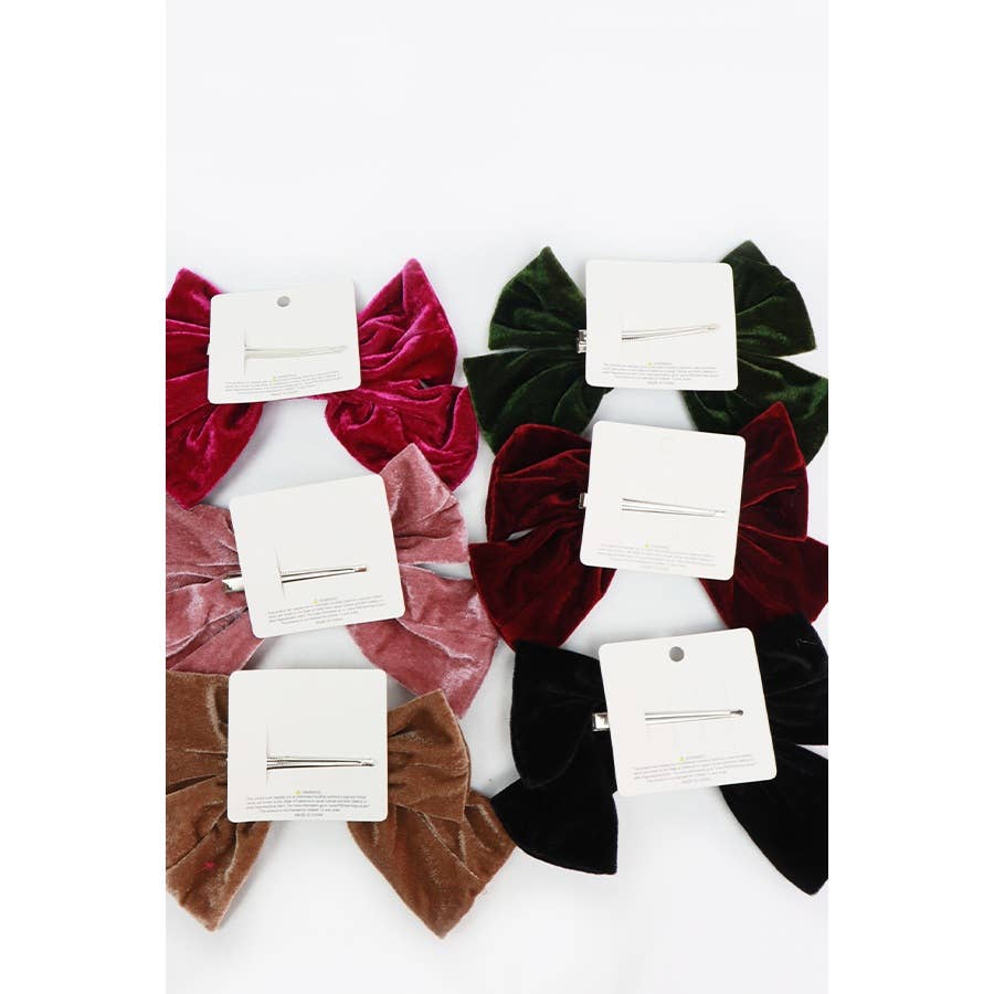 Large Velvet Bow Clips