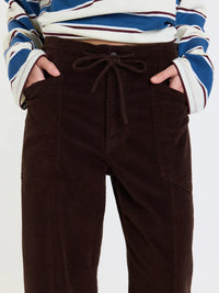 Villa Barrel Leg Corduroy Pants-Chocolate