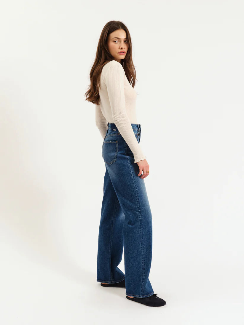 City Straight High Rise Jeans- Bright Blue