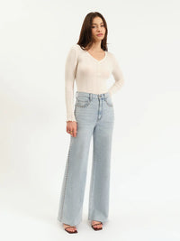 Far Out Wide Leg Studded Jeans