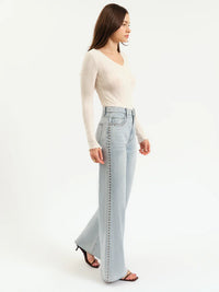 Far Out Wide Leg Studded Jeans